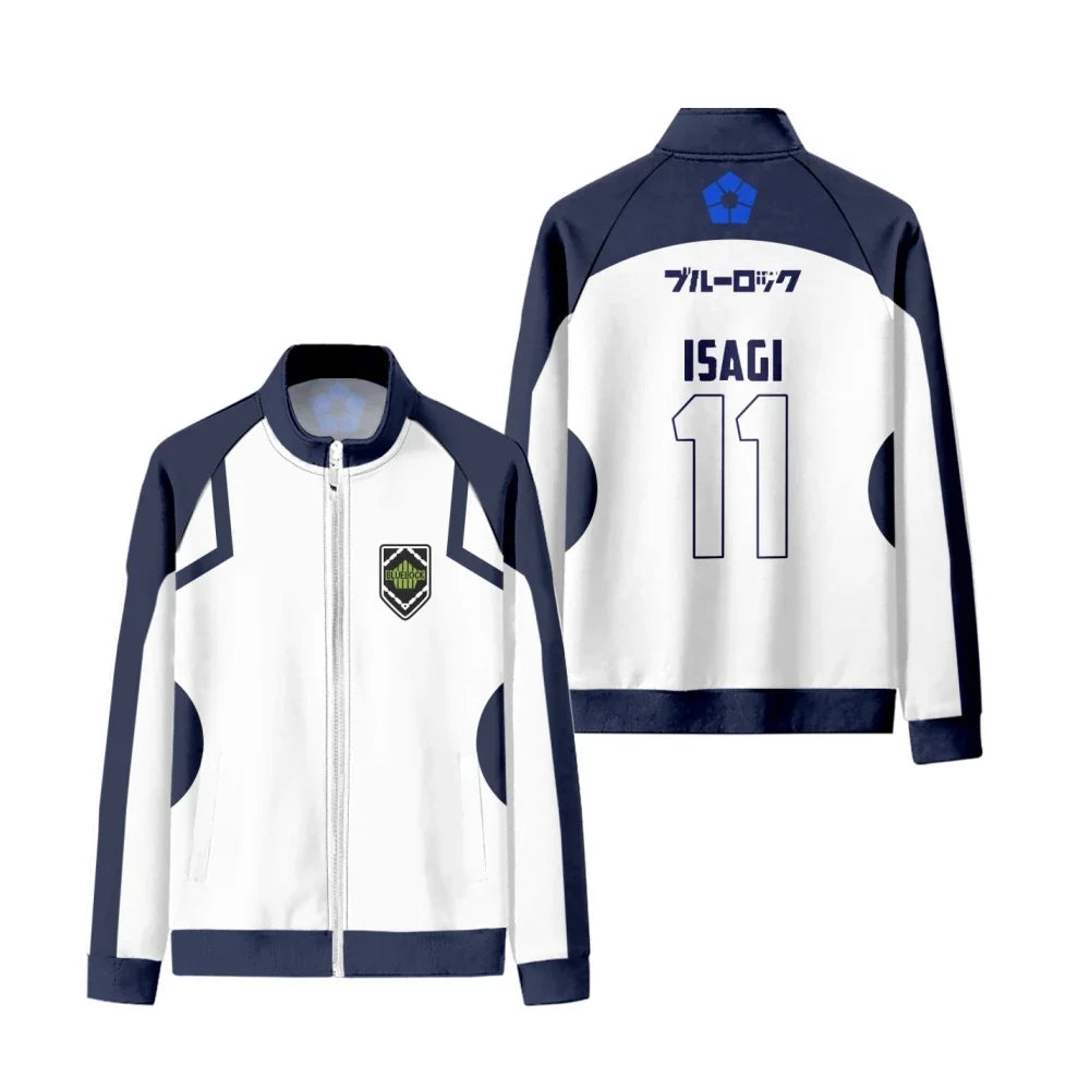 Anime Blue Lock Football/Soccer Jersey Stand Collar Zipper Jacket