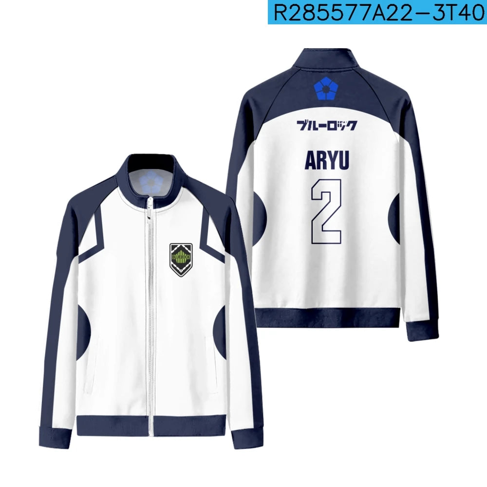 Anime Blue Lock Football/Soccer Jersey Stand Collar Zipper Jacket