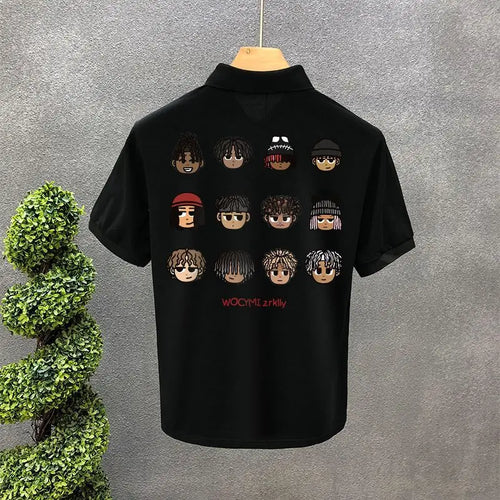 Men Short Sleeve Print Polo Shirts Luxury Elegant Smooth Chic Top