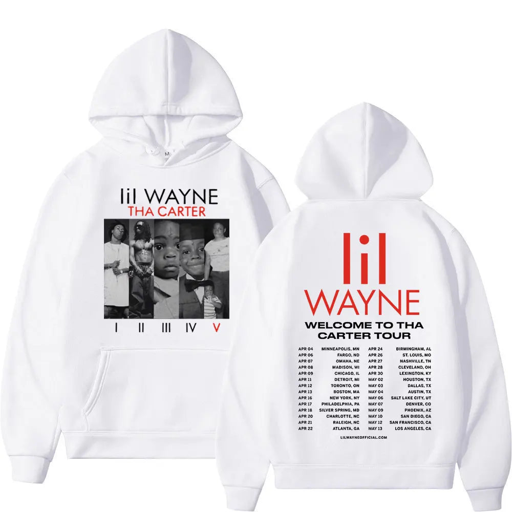 Lil Wayne Double Sided Print Hoodie Unisex Hip Hop Sweatshirts Vintage Oversized Pullover