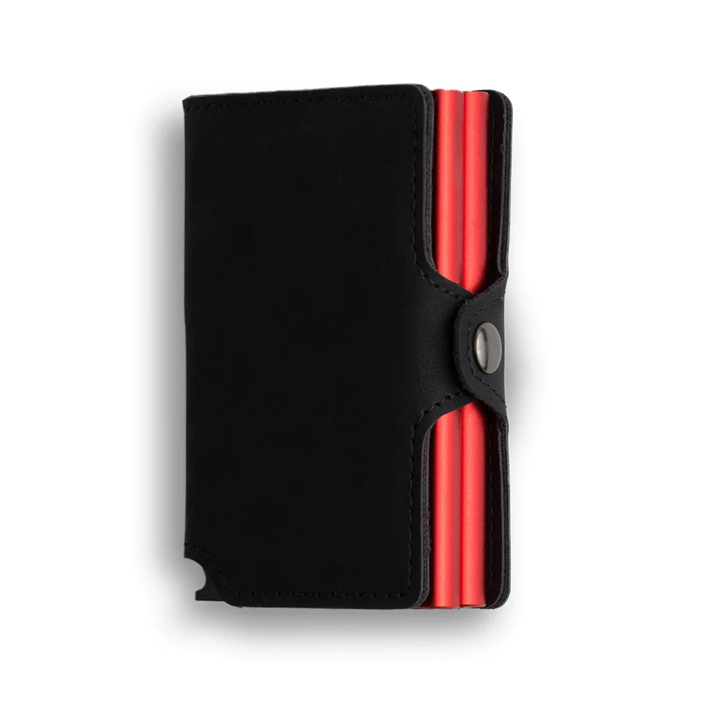 Anti RFID Dual Pop Up Men's Wallet Pu Leather Smart Card Aluminum Box