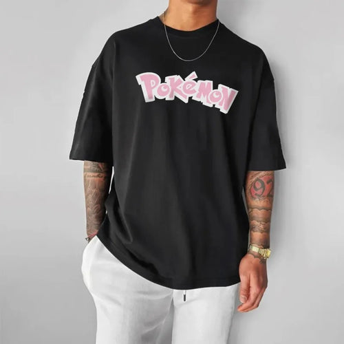 Pokémon Eevee Printed T-shirt Cotton Men's Loose Harajuku Short Sleeve Top