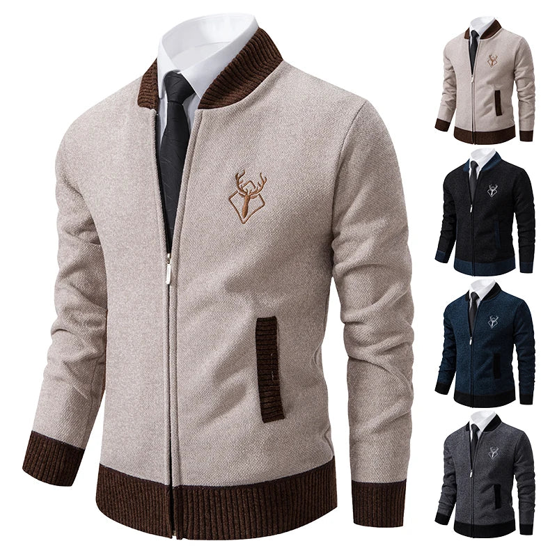 Chenille padded jacket men's warm trend knitted cardigan sweater coat