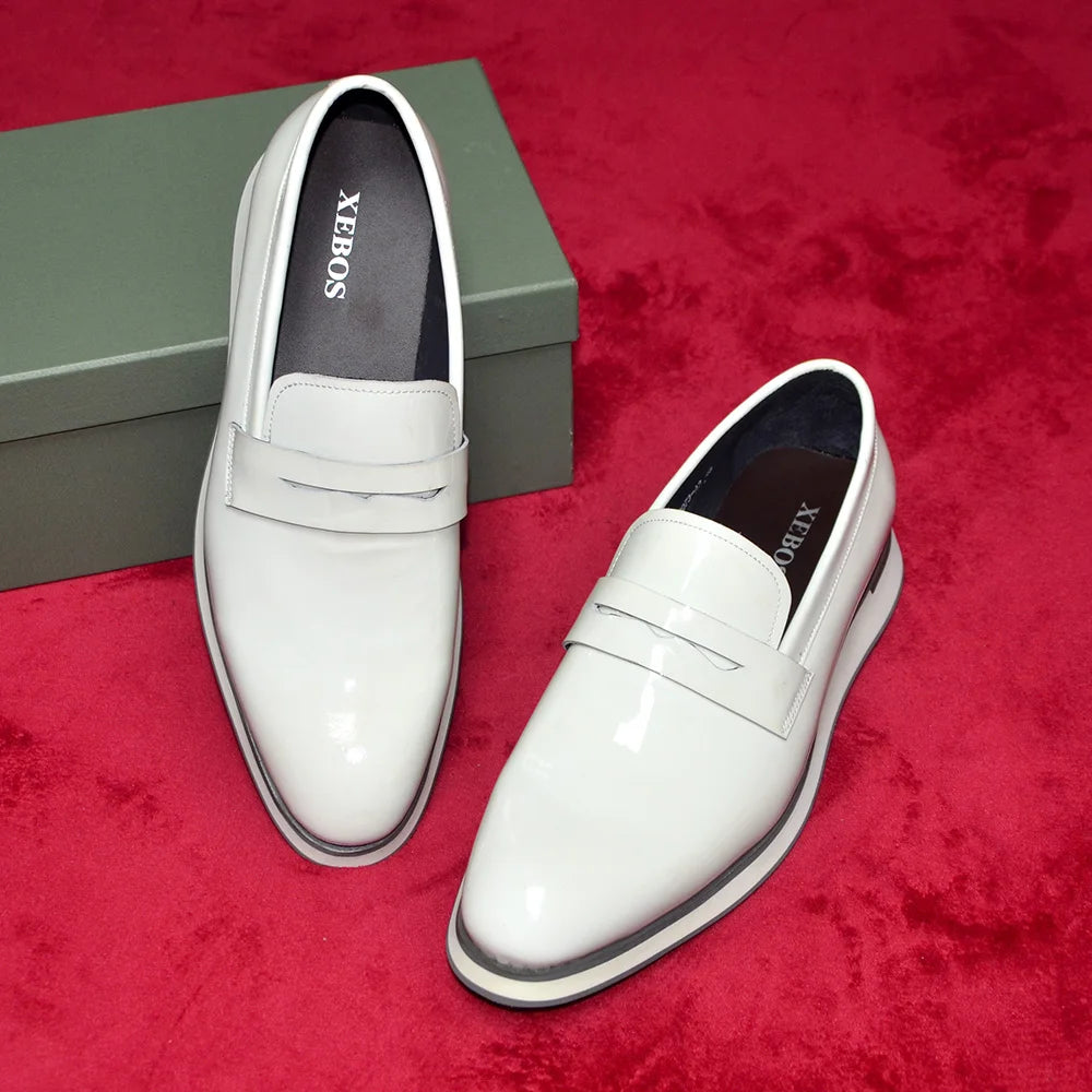 Luxury Designer Loafers Shoes for Men Solid Color High-grade Whole Patent Leather