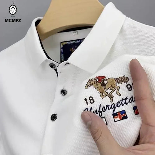 Men's Casual Fashion Polo Shirt Breathable and Comfortable Embroidered Top