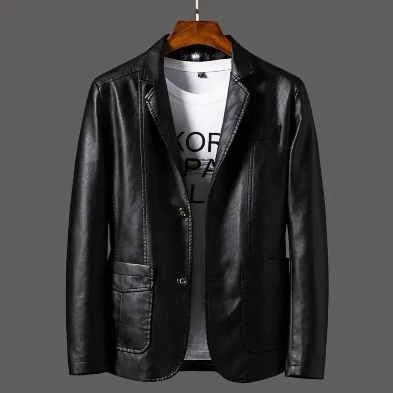 Leather Jacket for Men Blazers Thin Slim Fit Designer Original Trendy Coats