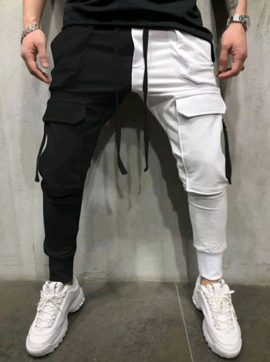 Men's Casual Matching Color Leisure Yin Yang Hip Hop High Cargo Pants