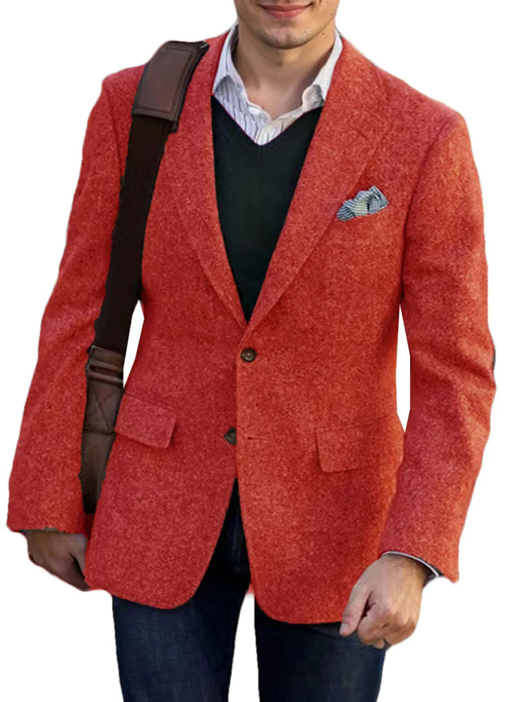 Vintage Tweed Men Suits With Patch Design Smart 1 Piece