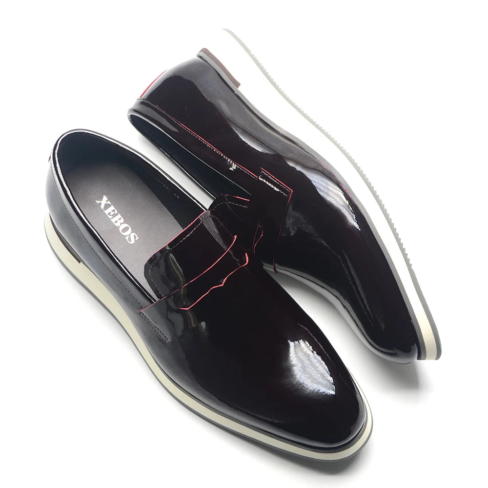 Luxury Designer Loafers Shoes for Men Solid Color High-grade Whole Patent Leather