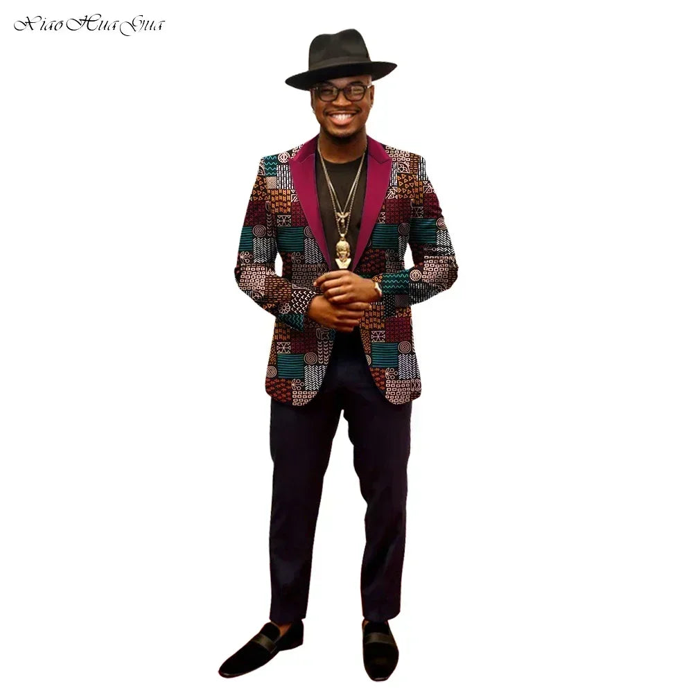 African Jacket for Men Long Sleeve Top African Dashiki African Print Blazer