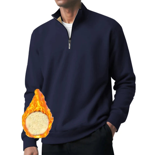 Men's Quarter Zip Sweatshirt Sherpa Fleece Pullover Heavyweight Winter Outerwear