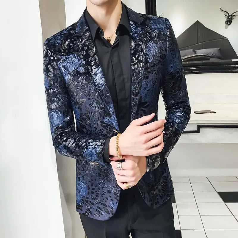 Men's British Style Gentleman Leisure Hot Print Blazer