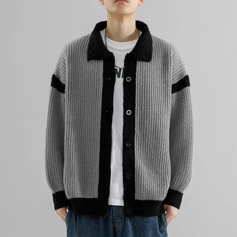 Lapel Buttoned Cardigan Thickened Loose Lapel Sweater Jacket Versatile Top