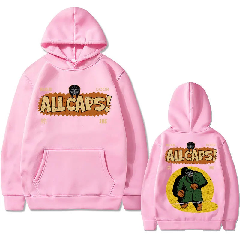 Madlib Doom Print Hoodies Pullover MF Doom Amazing Sweatshirt Men's Fleece Streetwear