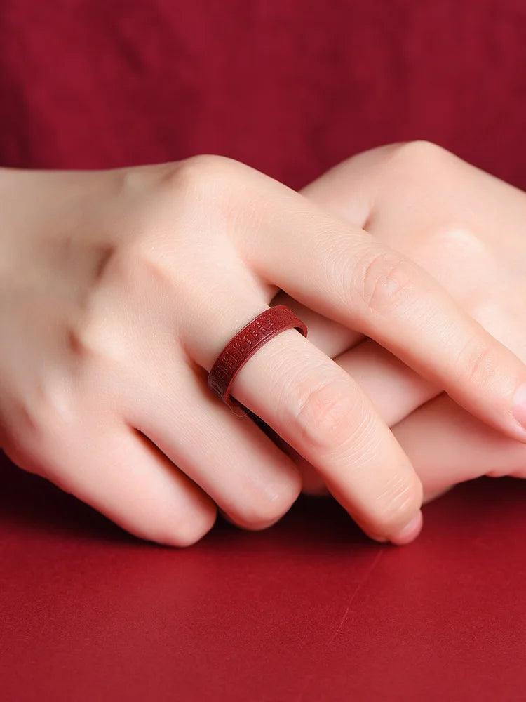 Natural 100% red Cinnabar jade cloud pattern stones for men rings