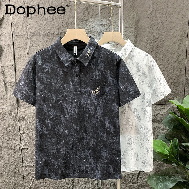 Men's Light Luxury Embroidered Decorative Short-sleeve Men's Slim POLO Shirts