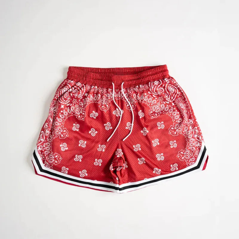 Paisley shorts men's mesh quick drying fitness outdoor training pants