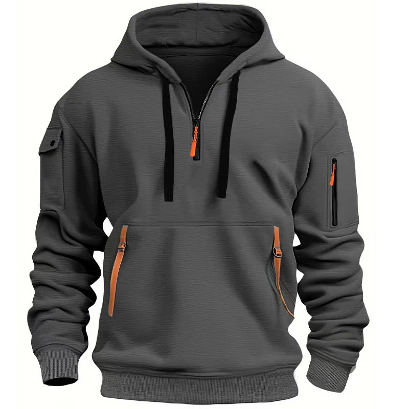 Dropped Shoulder Hooded Sweatshirt Men's Plus Size Loose Pullover  Sweatshirt