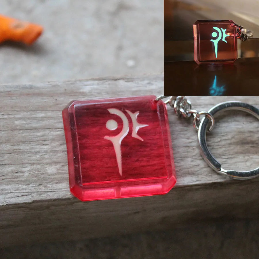Glowing Final Fantasy XIV game profession GLOW in the DARK keychain