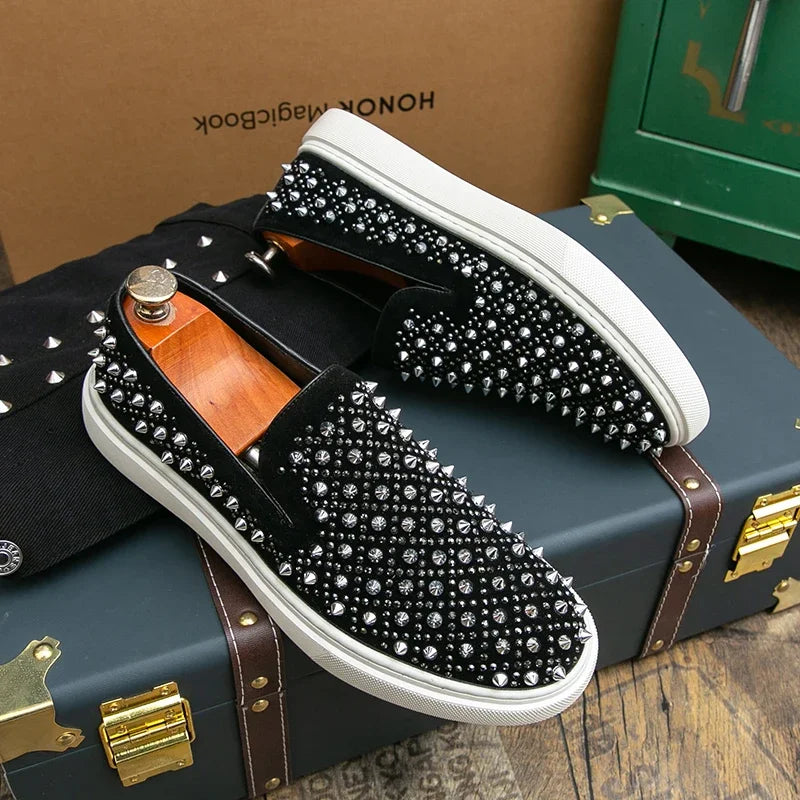 Men Rivet Luxury Round Toe Spikes Loafer Casual Comfortable Sneakers