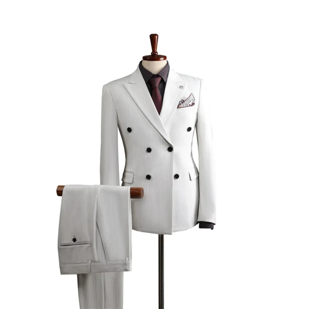 High-end Double-breasted Striped Suit for Men Casual Dress