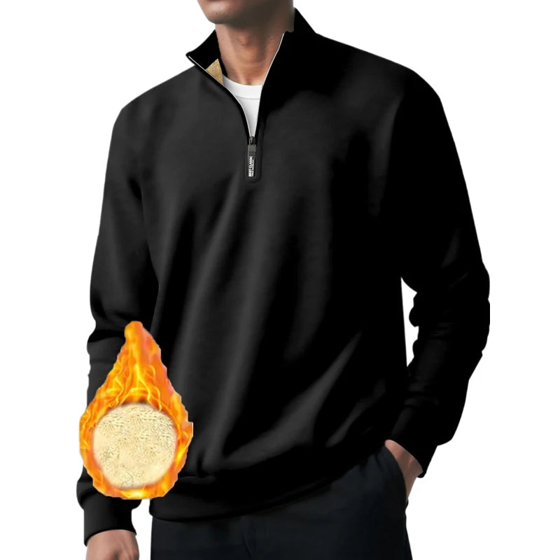Men's Quarter Zip Sweatshirt Sherpa Fleece Pullover Heavyweight Winter Outerwear