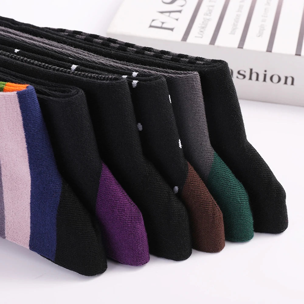 6 Pairs Large Size Men Dress High Quality Stripe Cotton Socks EU41-48