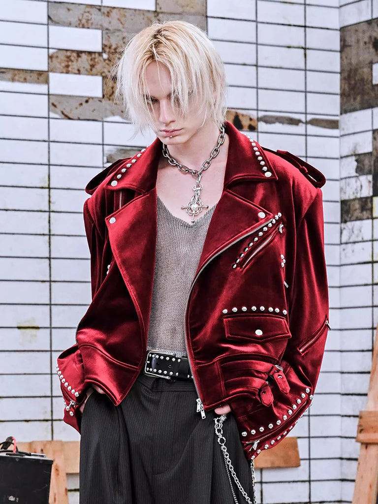 Mauroicardi Short Soft Velvet Biker Men Zipper Elegant Chic Designer Jacket