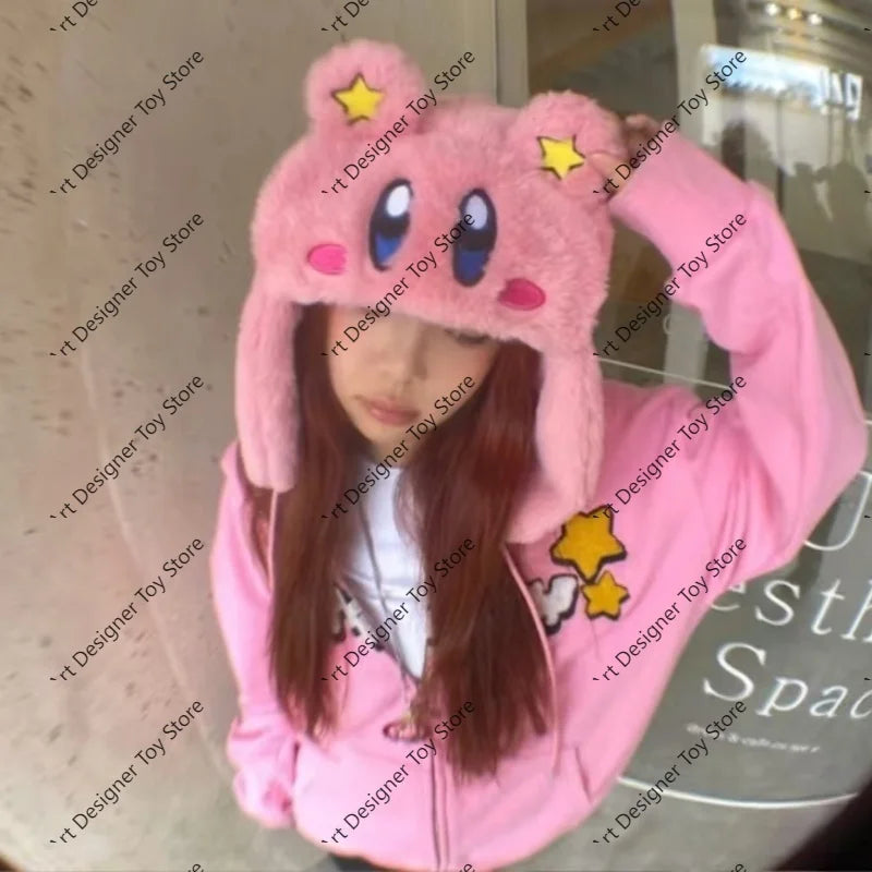 Cute Plush Cartoon Ski Windbreak Hats Keep Warm Outdoors Caps