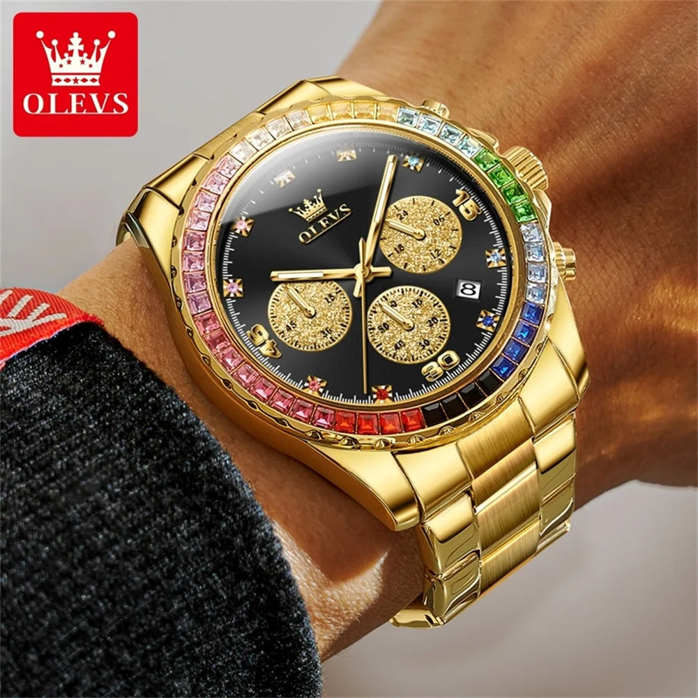 Stainless Steel Gold Quartz Watch for Men Waterproof Luxury Watches