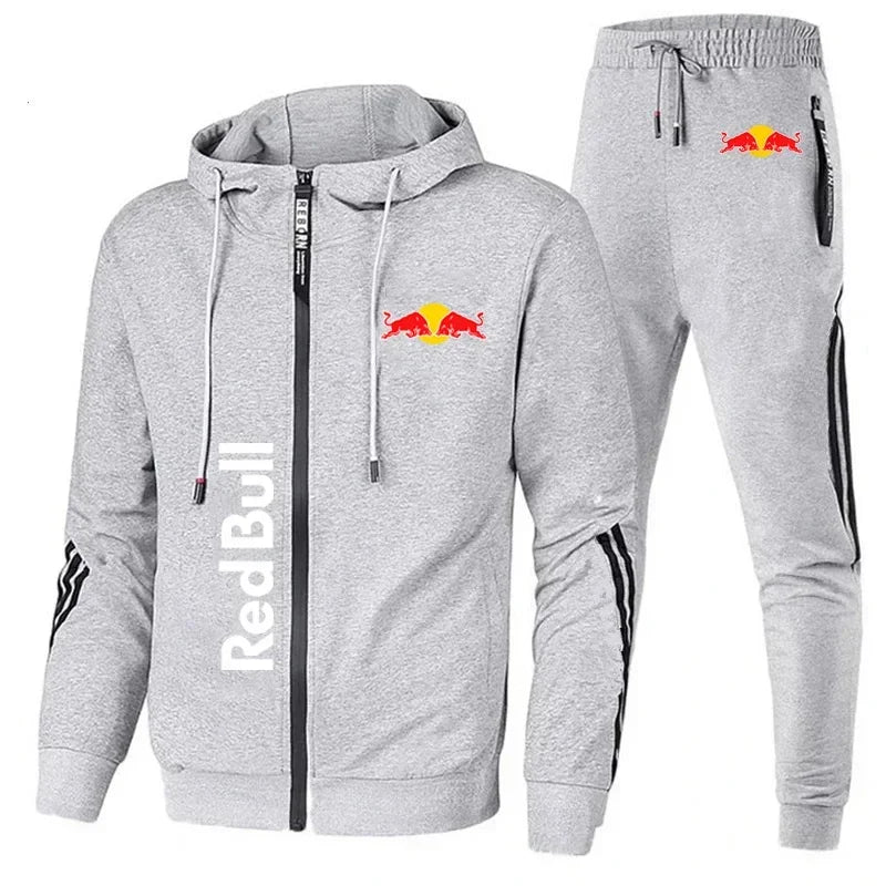 Red Bull Sportswear Jacket Men's Hooded Suit Leisure Outdoor Fitness Sets