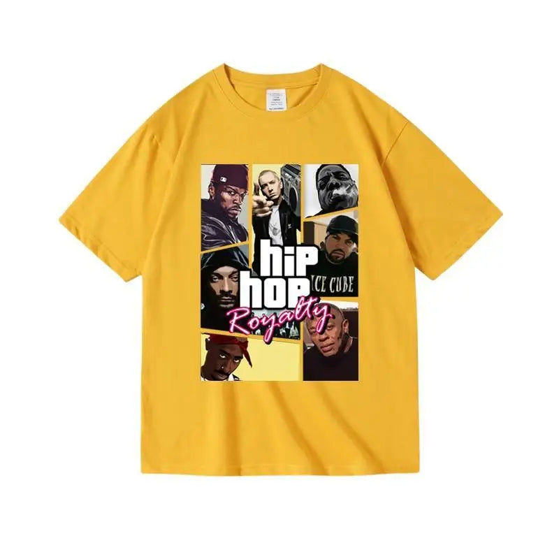 West Coast Hip Hop Loose Cotton Short Half Sleeve T-Shirt Men's Street Casual Top