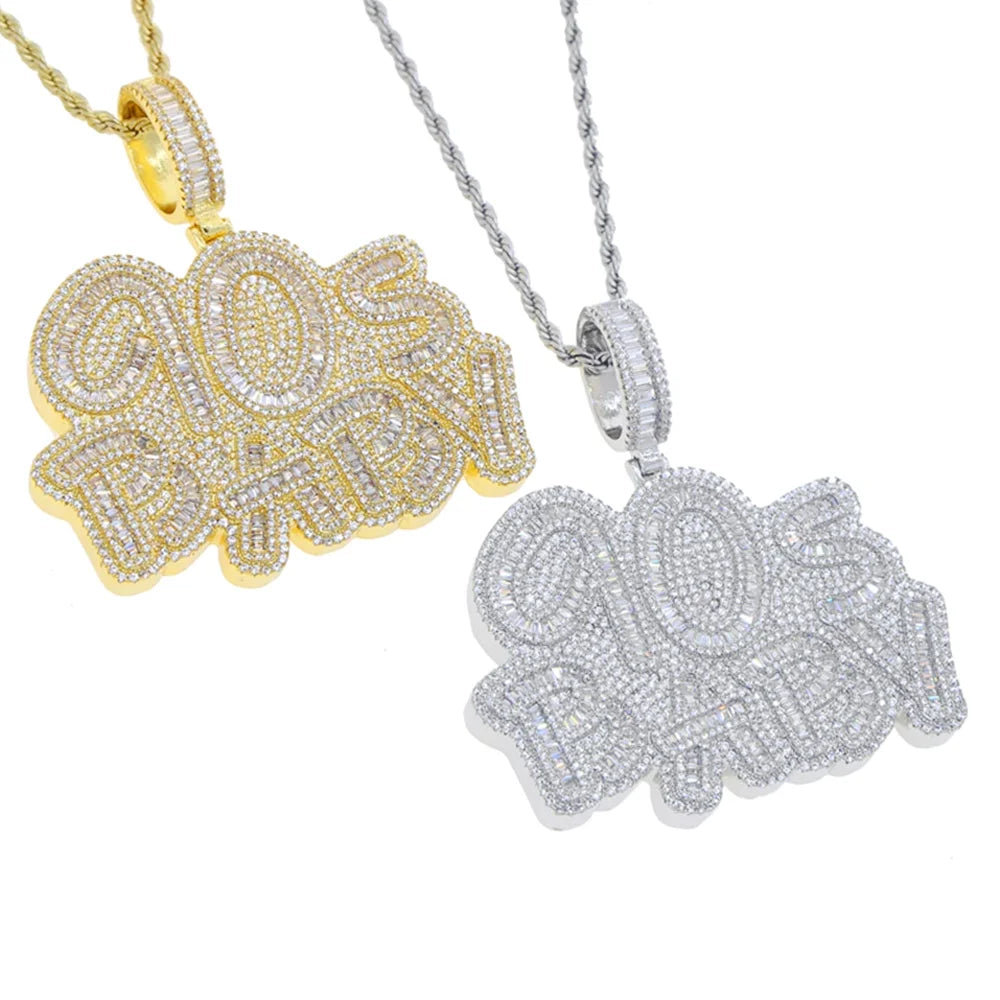 Iced Out 90s Baby Necklace Pendant for Men Cubic Zirconia Charm Jewelry