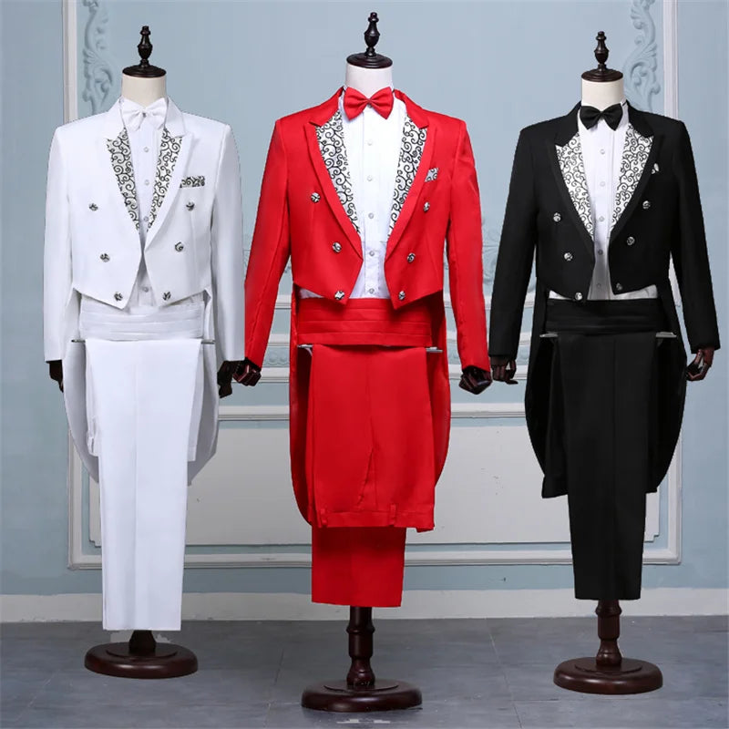 Men's Tailcoat Classic Modern Suit with Tailcoat Stage Jacket Outfits