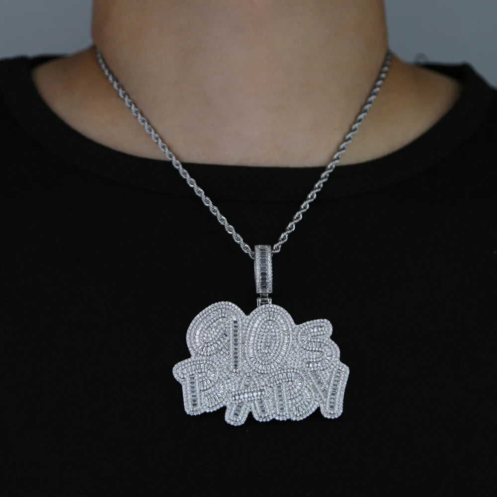 Iced Out 90s Baby Necklace Pendant for Men Cubic Zirconia Charm Jewelry