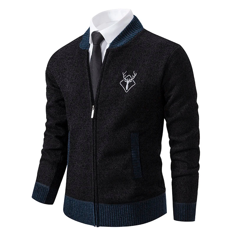 Chenille padded jacket men's warm trend knitted cardigan sweater coat