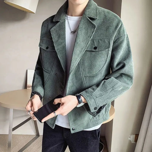 Coat Corduroy Oversize Solid Color of Jacket for Men High Quality Vintage