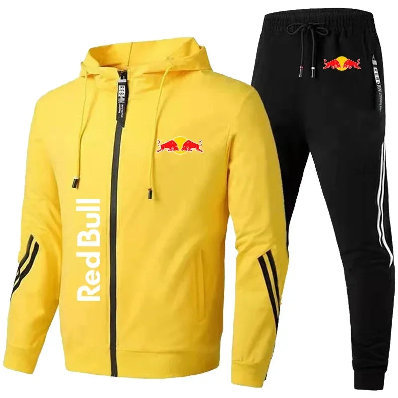 Red Bull Sportswear Jacket Men's Hooded Suit Leisure Outdoor Fitness Sets