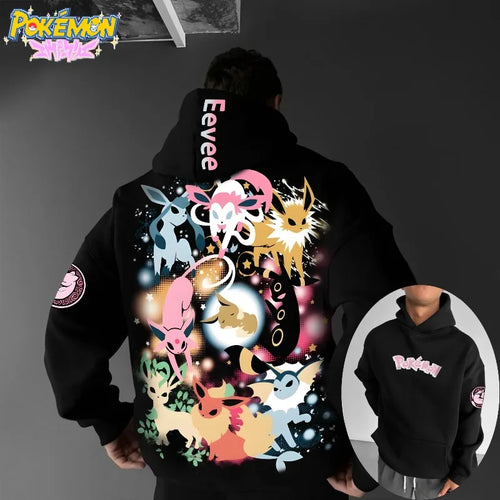 Pokémon Classic Eevee Family Printed Unisex Thick and Wide COS Wide Hoodie