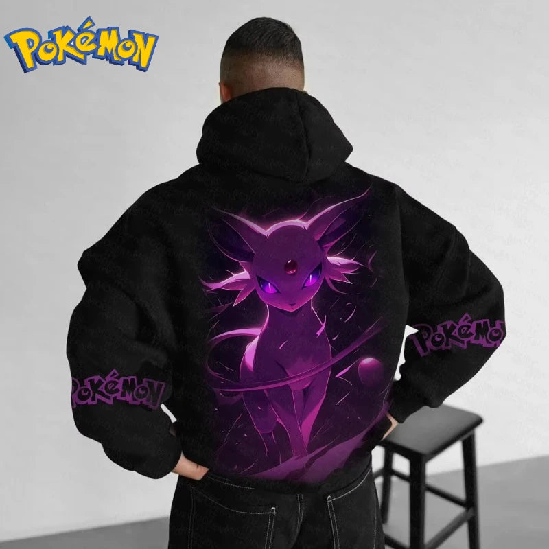 Pokémon Men's Loose Street Animation Printing Casual Cool Hooded Sweater