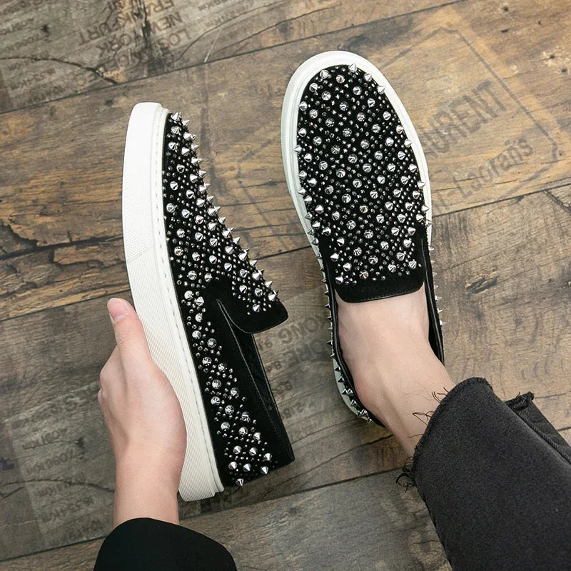 Men Rivet Luxury Round Toe Spikes Loafer Casual Comfortable Sneakers