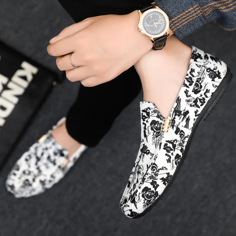 Print Comfortable Breathable Loafers Slip on Non-slip Shoes For Men