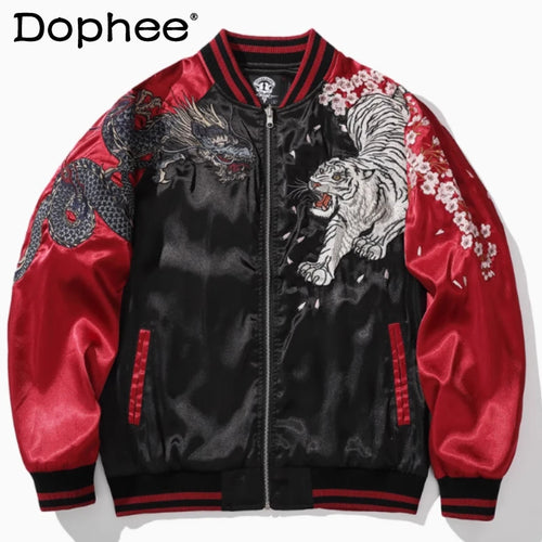 Dragon Embroidered Men's Jacket Yokosuka Four Divine Beasts Baseball Coats