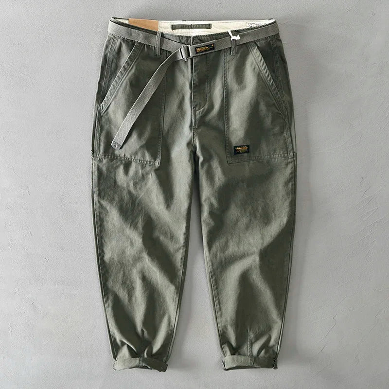 Cotton Men Cargo Pants Casual Loose Big Pocket Trouser Streetwear