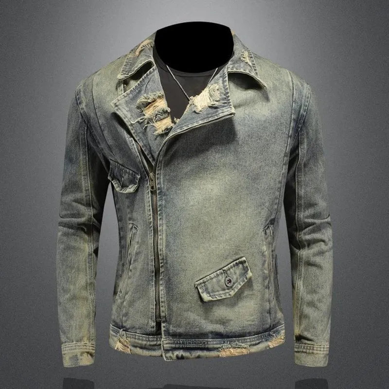 Retro Motorcycle Denim Jacket Men's Casual Loose Sports Large Size High Quality Jacket M-4XL