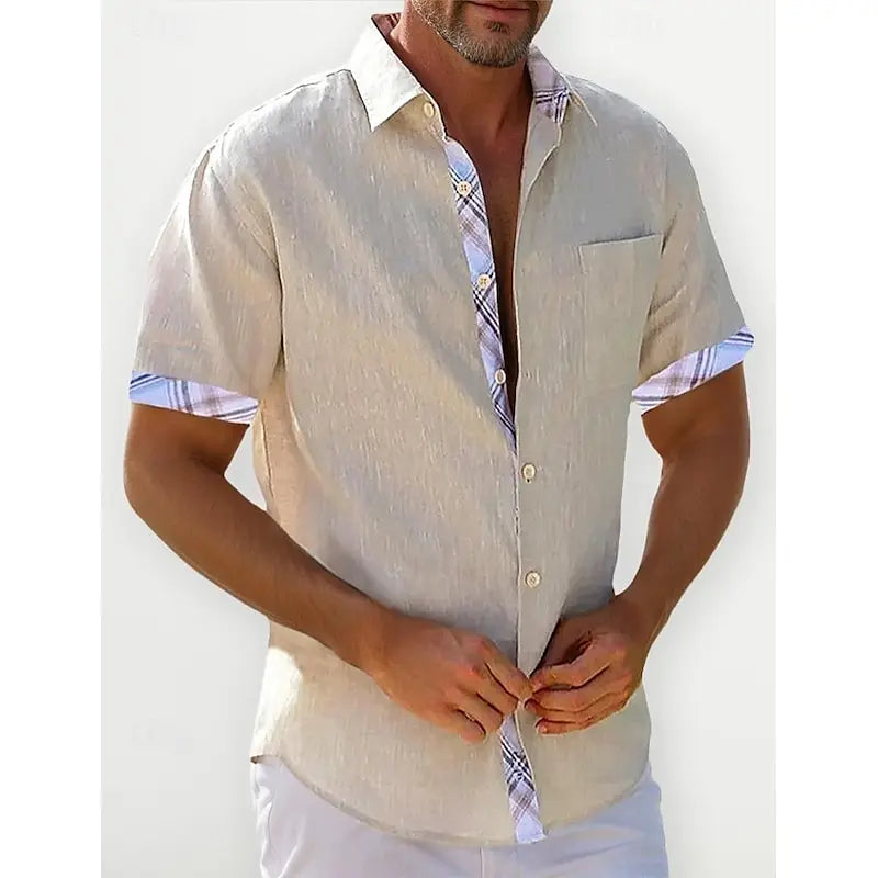 Men's Hawaiian Casual Short Sleeve Pocket Collar Shirt