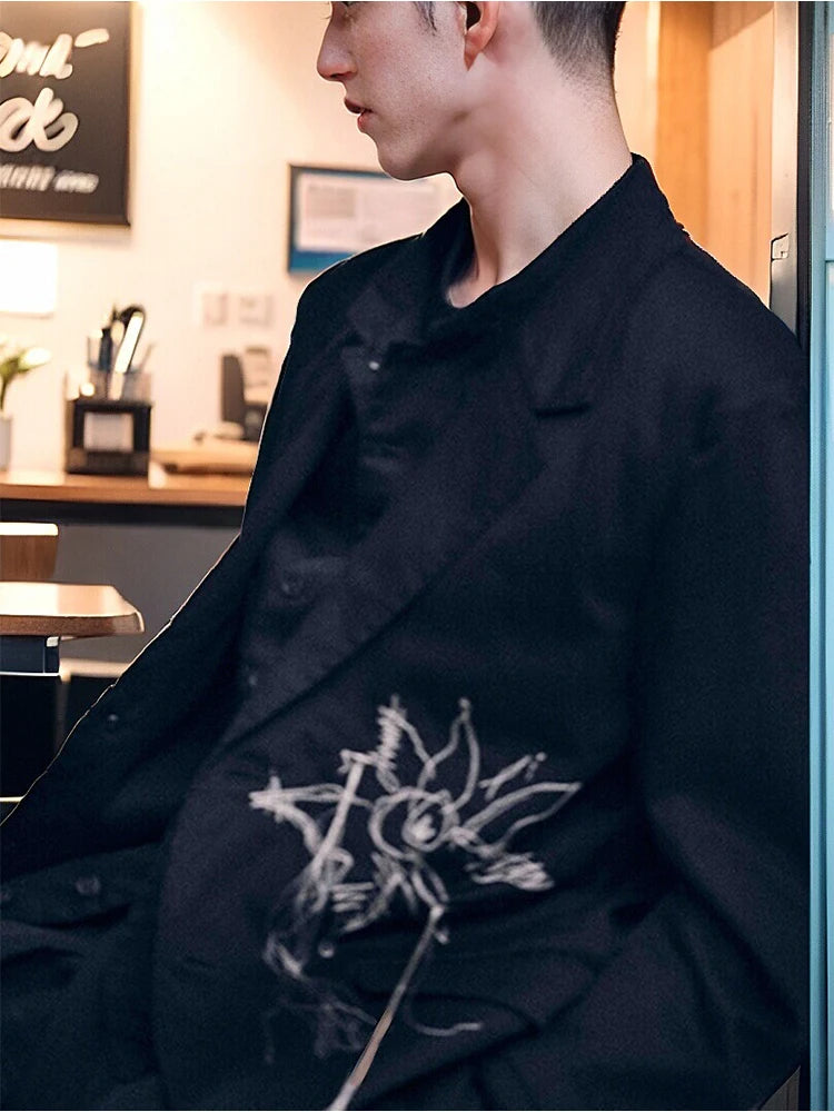 Peony tassel embroidery Blazer jacket Normcore minimalist style Loose and oversized suit jackets