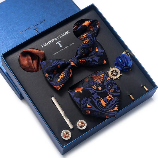 Gift Box Tie For Men Tie Pocket Squares Cufflink Set Necktie Box Man Floral Accessories