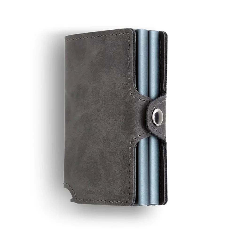Anti RFID Dual Pop Up Men's Wallet Pu Leather Smart Card Aluminum Box