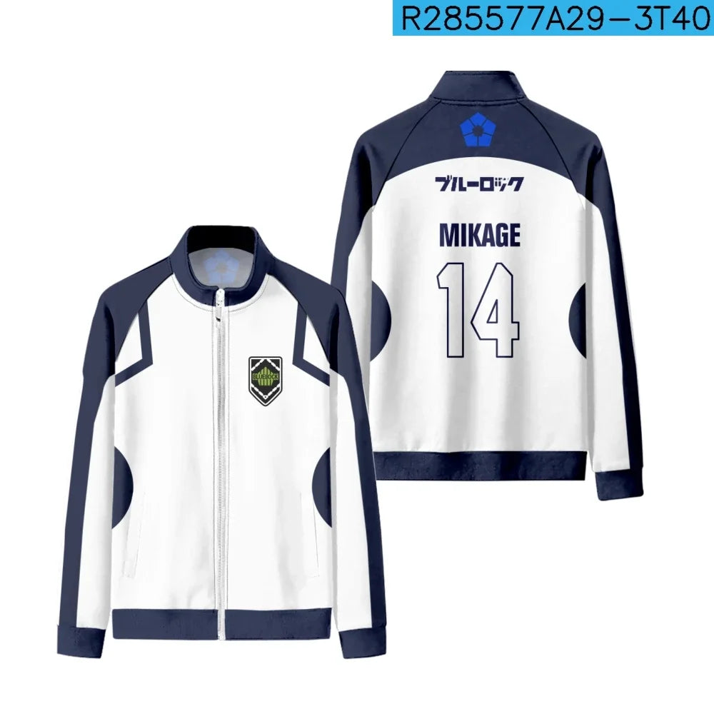 Anime Blue Lock Football/Soccer Jersey Stand Collar Zipper Jacket